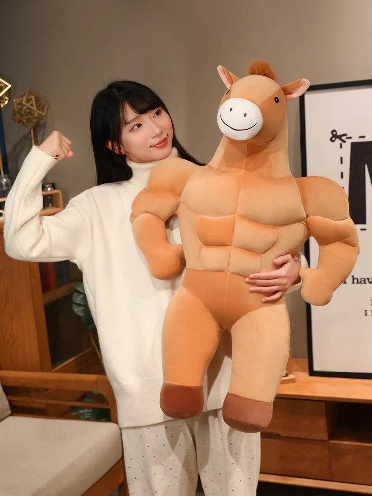 Nice Creative And Quirky Strong Muscular Abdominal Muscle Plush Toy Horse Doll Cute Cartoon Anime Doll Decoration Christma Gift