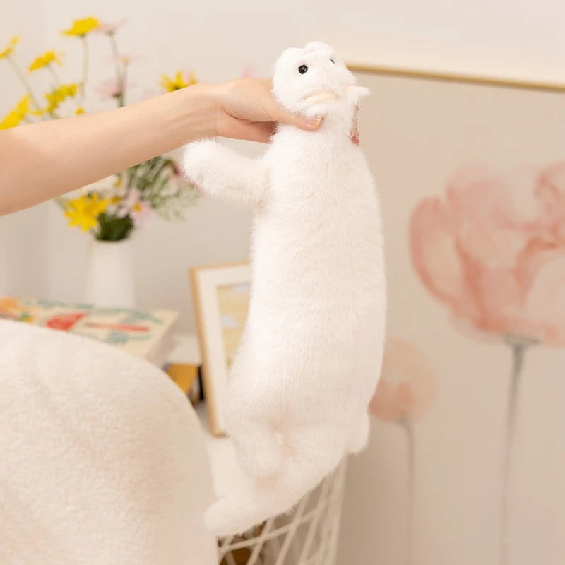 New Simulation Ferret Plush Toys Kawaii Lifelike Animal White Brown Mink Plushie Pillow Stuffed Soft Sofa Cushion Creative Gifts