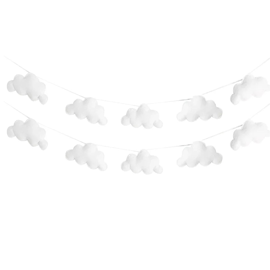 Ins Nordic Felt Cloud String Wall Hanging Decor Set 2 Piece Model Cloud String For Home Decor