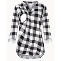 Plaid Print Long Sleeve Nursing V-Neck T-Shirt Top for Women Comfortable Breathable Casual Fashion