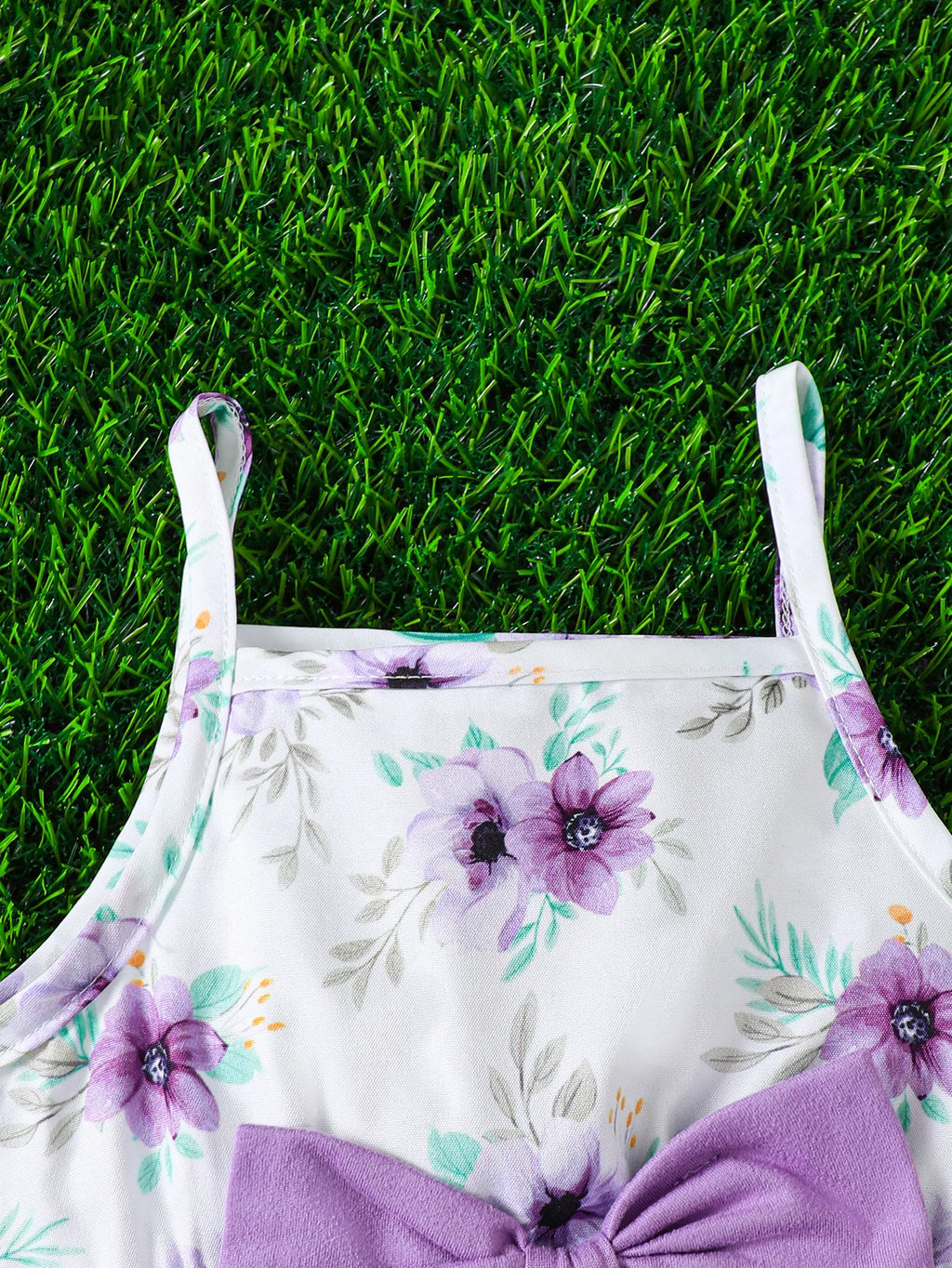 Baby girl Summer Dress Set Beautiful Purple Printed Suspender Dress+Ruffled shawl 2Pcs/set suitable for cute baby girls 0-3Years