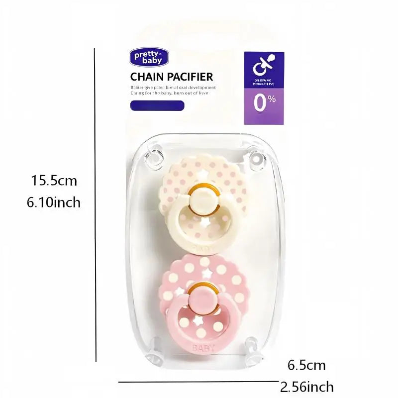 New 2pcs/pack Scalloped Edge Baby Soother Pacifier with Polka Dot, Star Design Baby Gift Cute Dummy with Cherry-round Nipple,
