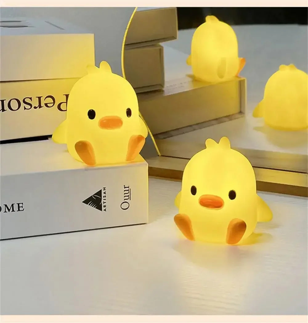Cartoon Little Yellow Duck Night Light Built-in Battery Night Light No Harm Eyes Children Sleeping Lamp Bedroom Decor Light