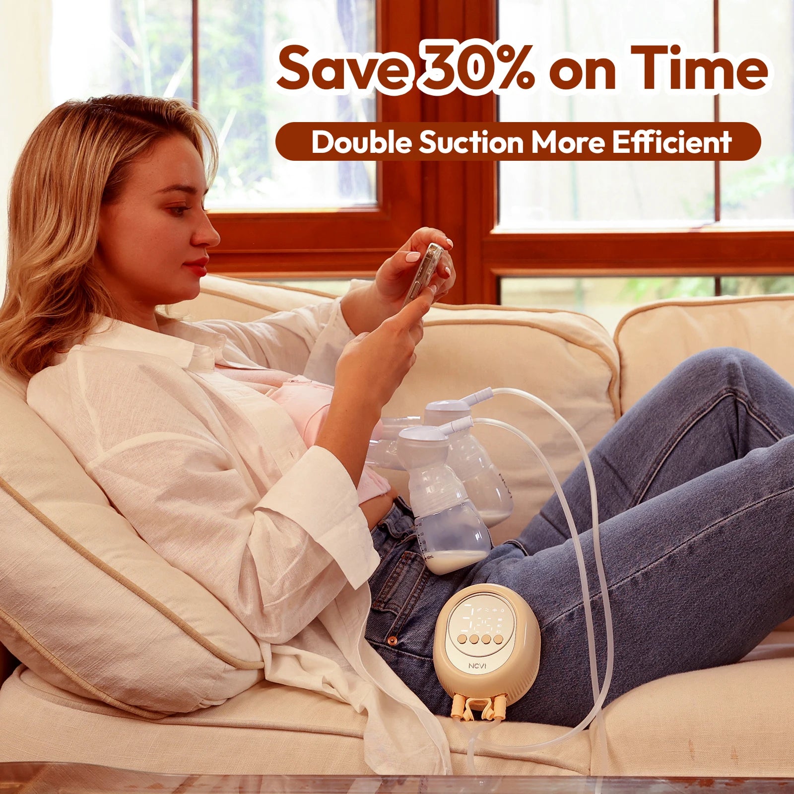 NCVI Double Electric Breast Mlik Pump,4 Modes 9 Levels,21/24mm Flanges Parts,Low Noise,