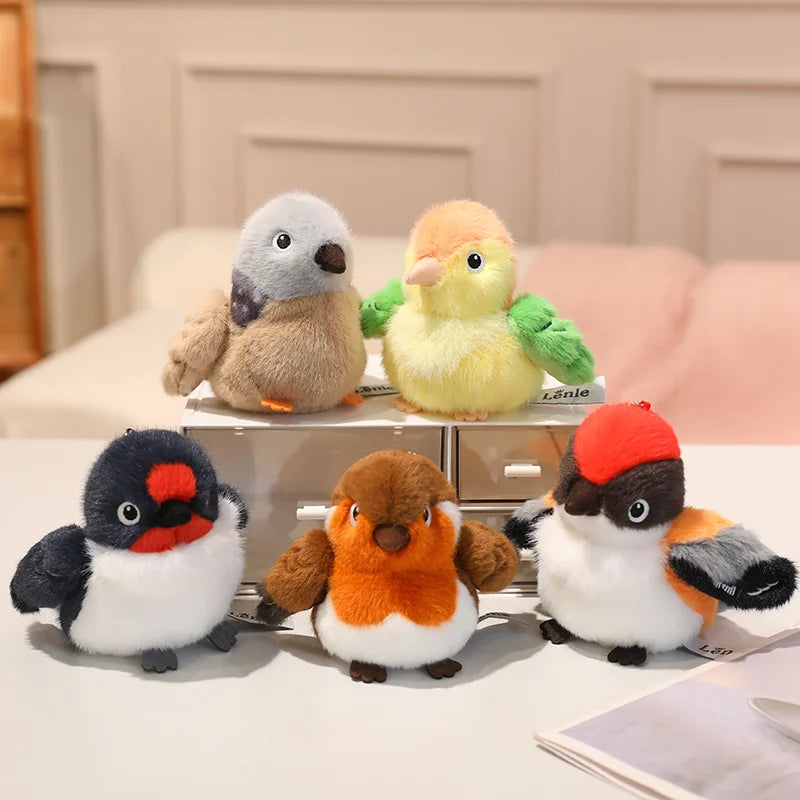 Hot 1pc 14cm Kawaii Birds Plush Pendant Toys Keychain Simulation Parrot Bird Nest Plush Keyring Anime Cute Gifts For Girls Kids