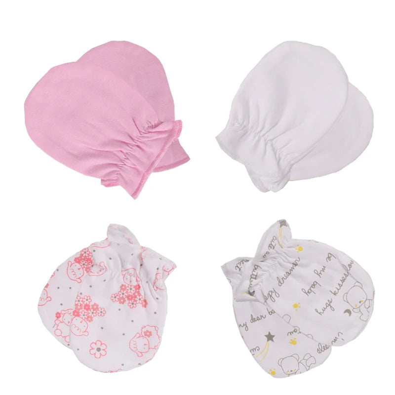 4-Pair Baby Boys Girls Gloves 100%Cotton Cute Breathable Mittens Newborn Unisex Accessories 0-6 Months