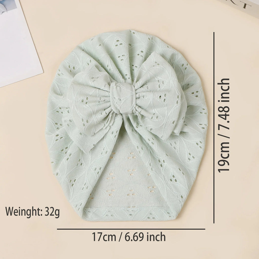 Double Layer Soft Knit Newborn Beanie Big Bow Hollow No Brim Infant Girls Pullover Hat Baby Photo Props Head Cap