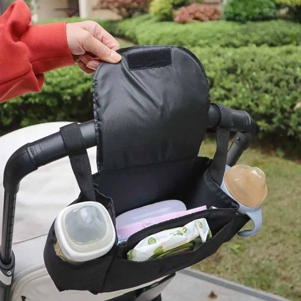 Cartoon Stroller Organizer Bag Bear Cloth Pram Storage Bag Large Capacity Multi Pocket Stroller Hanging Bag