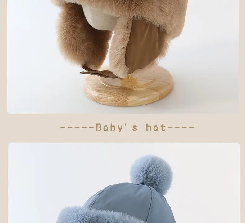 Baby Hat Autumn Winter Windproof Warm Hat Children's Ear Protection Pullover Hat Boys Girls Thickened Plush Lei Feng Hat