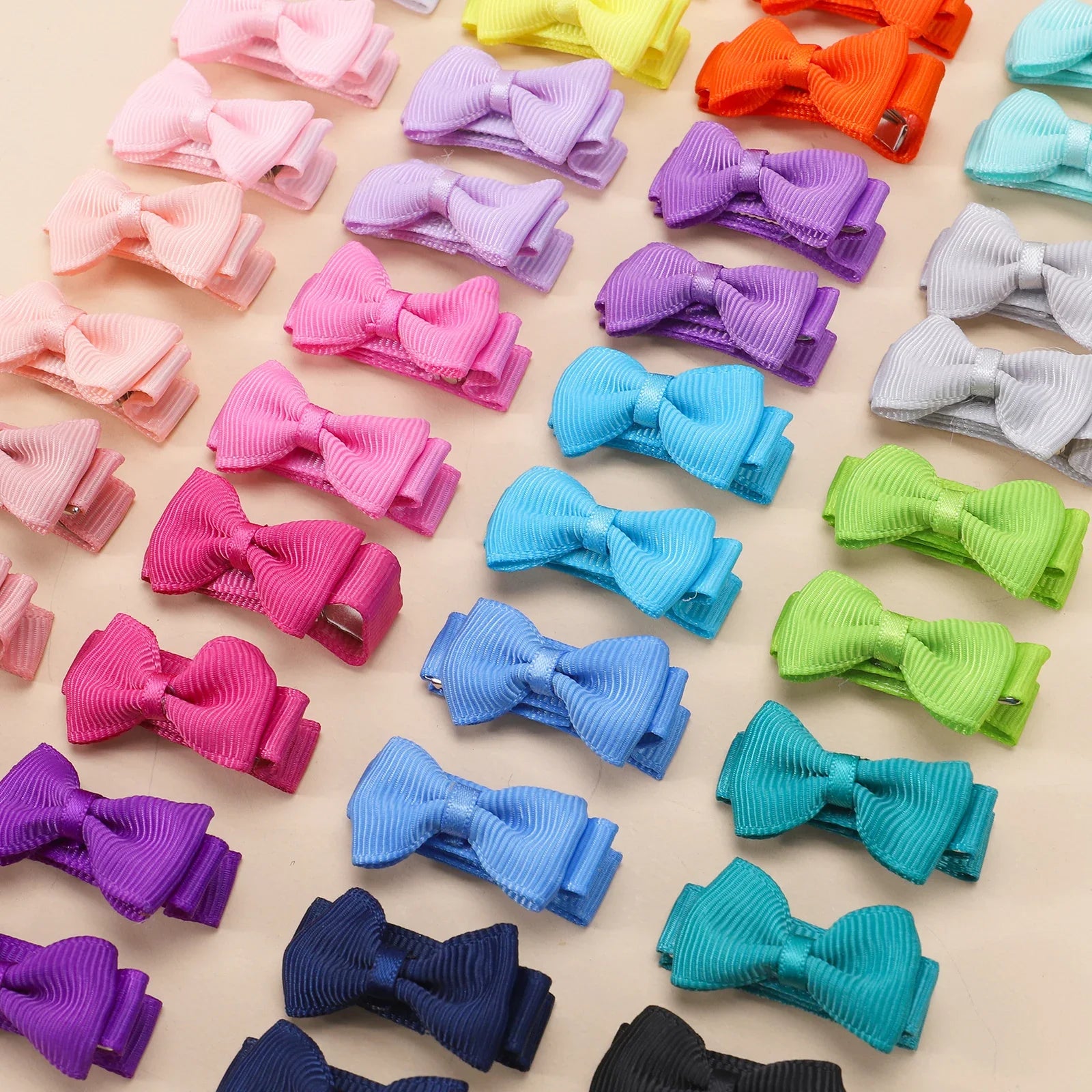BABY BOWS 100Pcs 1.2'' Ribbon Hair Bows Clips for Baby Girls Candy Color Bowknot Hairpins Headwear Toddlers Hair Accessories