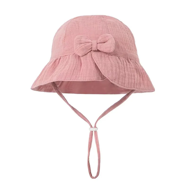 Baby Hats Girls Bowknot Panama Summer Kids Sun Hat Infant Beach Fisherman's Hat Children Breathable Cotton Outdoor Bucket Cap