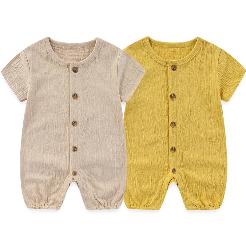 Fashion Cartoon 2-Piece Unisex Baby Rompers Short Sleeve 100 Percent Cotton Jumpsuit Style 2P