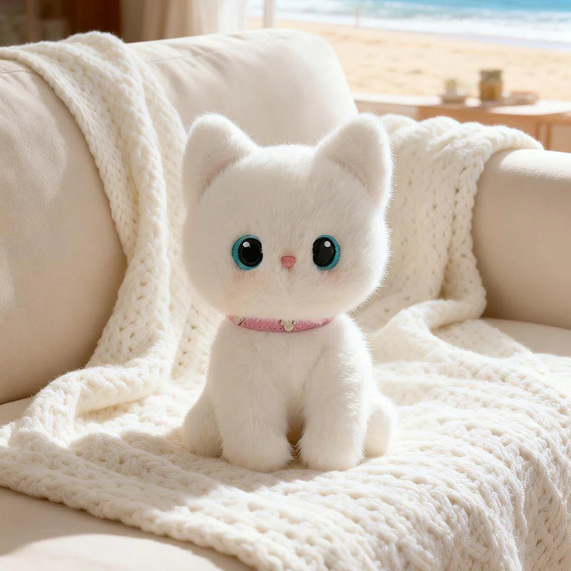 Nice Sitting Pose Kitten Plush Toys Soft Fluffy Cartoon Pet Cat Doll Lovely Office Desktop Decor Funny Gift To Family Accompany