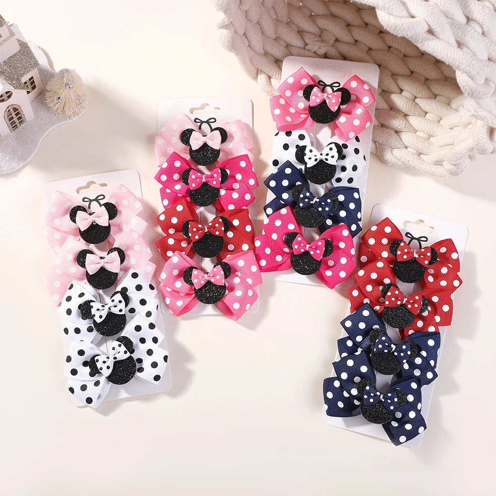 4Pcs/lot Baby Girl Lovely Polka Dot Bow Hair Clips for Hair kids Cartoon Hairpins Boutique Dress Hair Accessories Gift Set