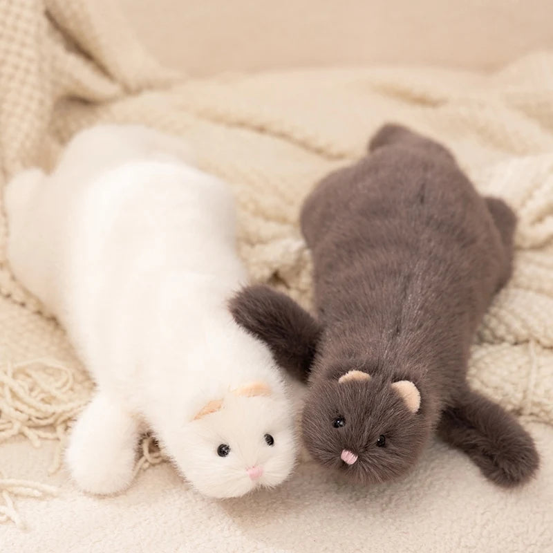 New Simulation Ferret Plush Toys Kawaii Lifelike Animal White Brown Mink Plushie Pillow Stuffed Soft Sofa Cushion Creative Gifts