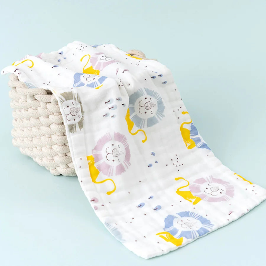 1/5pcs Pure Cotton Children's Face Towel 6-layer Gauze Muslin High-density Water Washed Cotton Soft Baby Towels Random Color