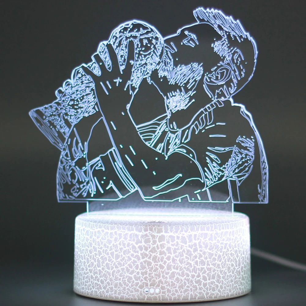 3D Illusion Night Light Messi 7 Color/16 Color Gradient Touch Switch LED Night Light Table Lamp (Crackle White)