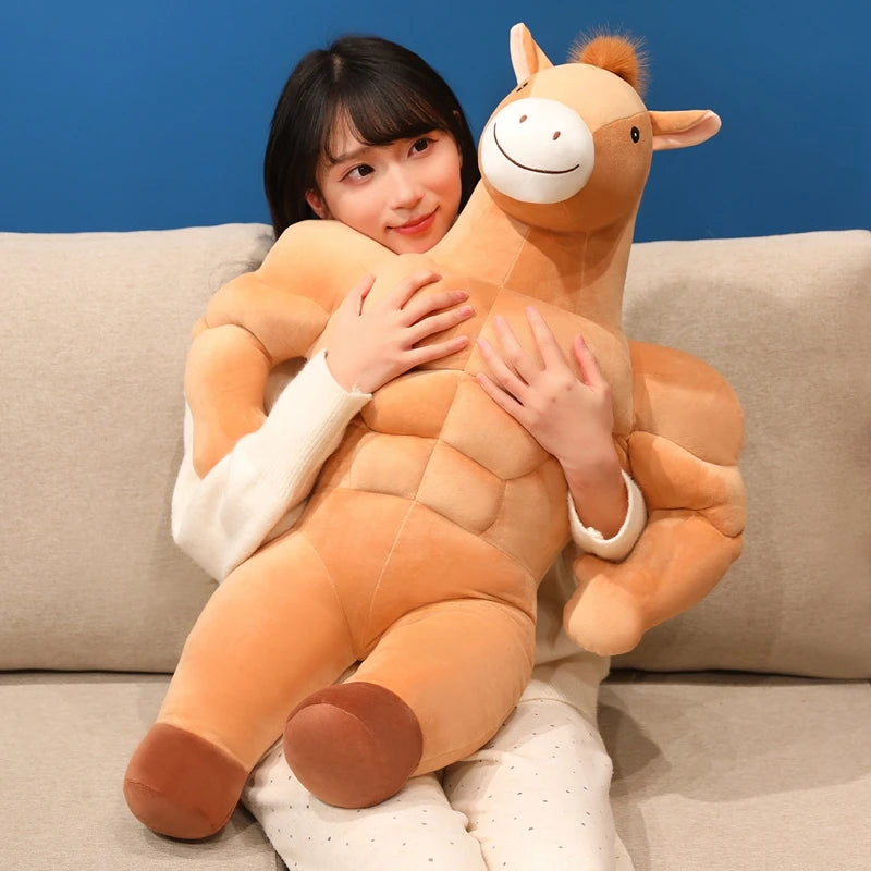 Nice Creative And Quirky Strong Muscular Abdominal Muscle Plush Toy Horse Doll Cute Cartoon Anime Doll Decoration Christma Gift