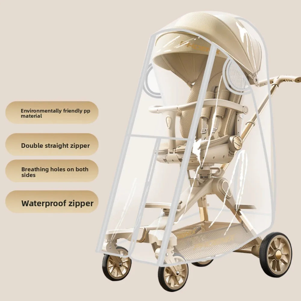 Transparent Baby Strollers Rainproof Cover Windproof Waterproof Baby Pram Rain Cover Travel Nobstructed View Pushchair Raincoat