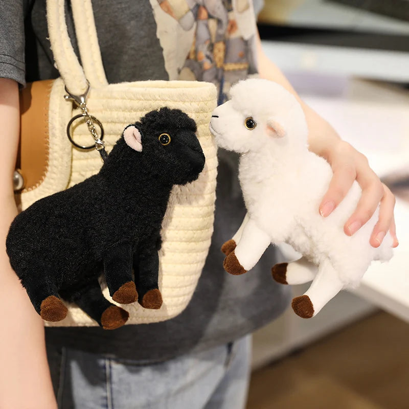 Wholesale Sale Realistic Sheep Plush Toys Soft Stuffed Standing Sheep Doll Pendants Cute Delicate Keychian Pendants Bags Decor