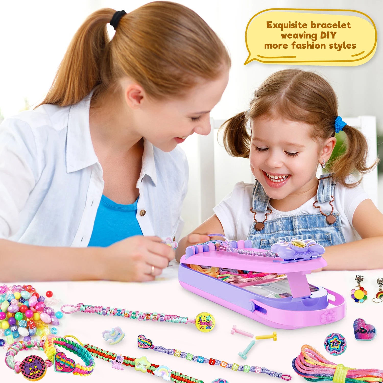 DIY Bracelet Making Kit for Girls - Children's Art And Craft Jewelry Rope Weaving Set Toy Suitable for Ages 6-12 Gift