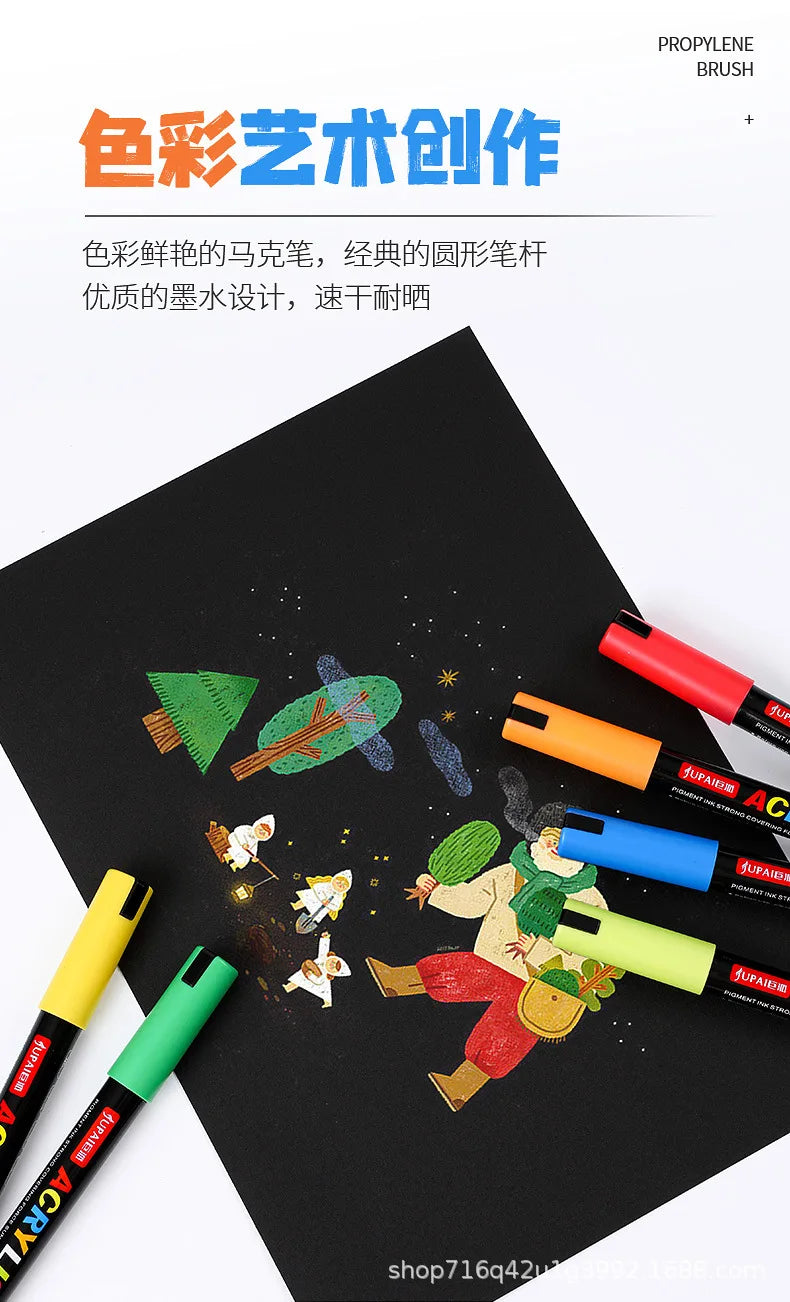 12/60 Colors Acrylic Marker Rock Painting Kit for Kids Children Stone Paint Pens Set Ceramic Glass Wood DIY Crafts Art Supplies