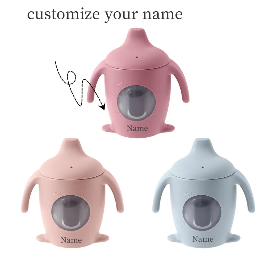 Personalized Silicone Penguin Sippy Cup for Babies and Toddlers, Custom Name