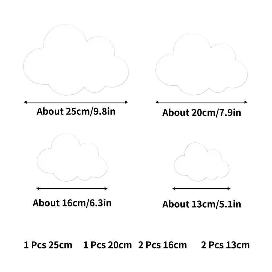 6Pcs/Set Nordic Style Wooden Cloud Sign Set Cloud Decoration Modern/Bohemian, Home Wall Decoration, Celestial Wall Art, Living Room and Room Decoration, Holiday Wooden Wall Stickers, Wedding Wooden Cloud Series Wall St