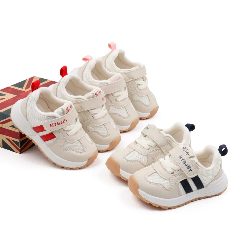 Spring and Autumn Children Sneakers Three Colors Rubber Soled Non-slip Fashion Design Baby Girls and Boys Prewalker Shoes BM07
