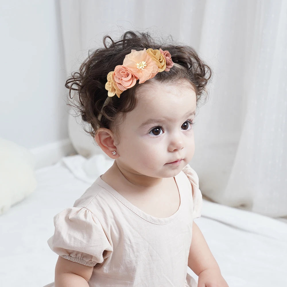 KIDS BOWS Exquisite floral headband elastic bow hiarband babys wedding tourism party headband dress up gift set