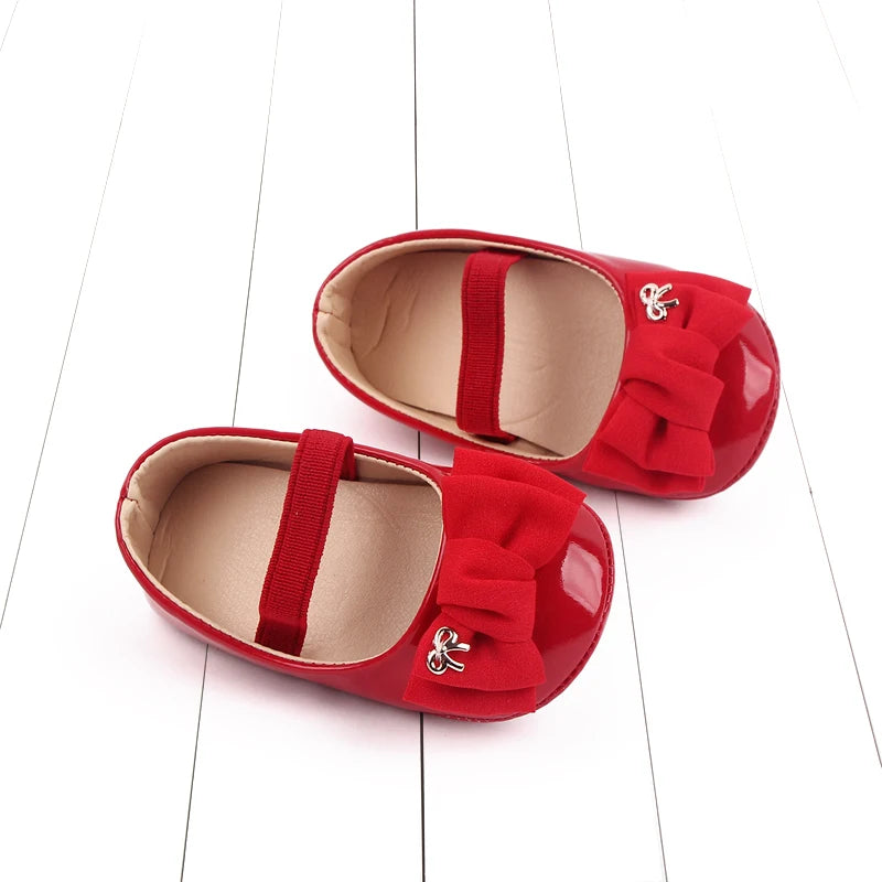 Spring and Summer 2025 New Style Baby Princess Shoes Leather Bow Tie Baby Shoes Soft Sole Learning Walkers baby shoesD2778