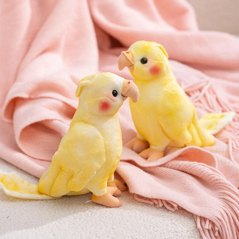 Hot 17cm Kawaii Small Yellow Parrot Plush Toy Dolls Imitation Soft Cartoon Bird Stuffed Christmas Home Decor Parrot Plush Toys
