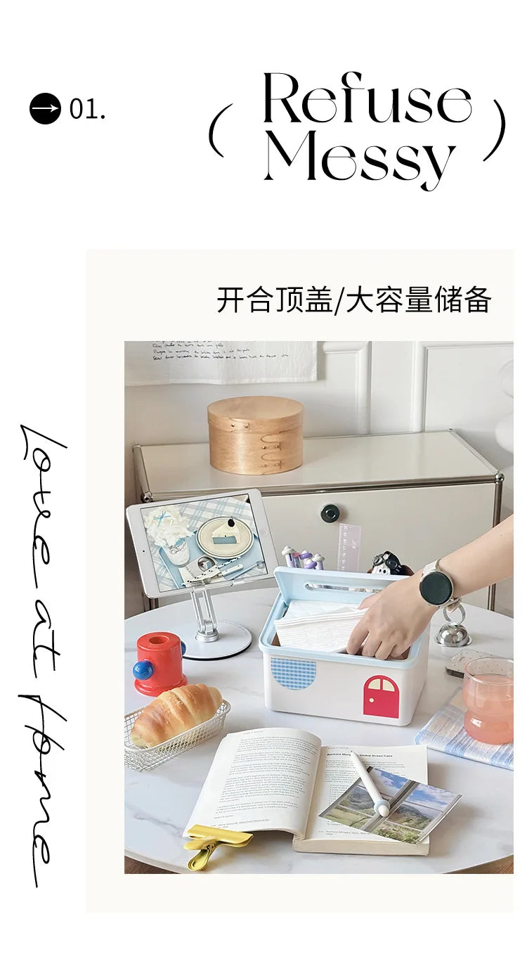 Cartoon Tissue Box Desktop Multi Functional Large Capacity Storage Box Cute Paper Towel Box Paper Drawer for Room Coffee Table