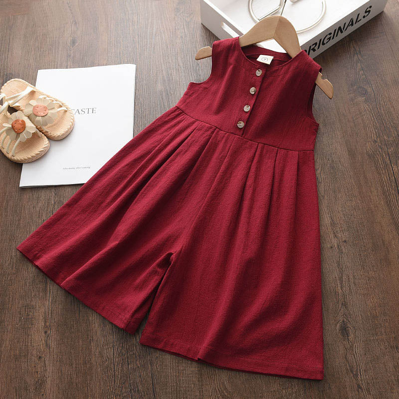 Bear Leader Kids Girls Jumpsuits 2023 New Fashion Girl Baby Casual Bodysuits Children Solid Costumes Sleeveless Clothing 3-7Y