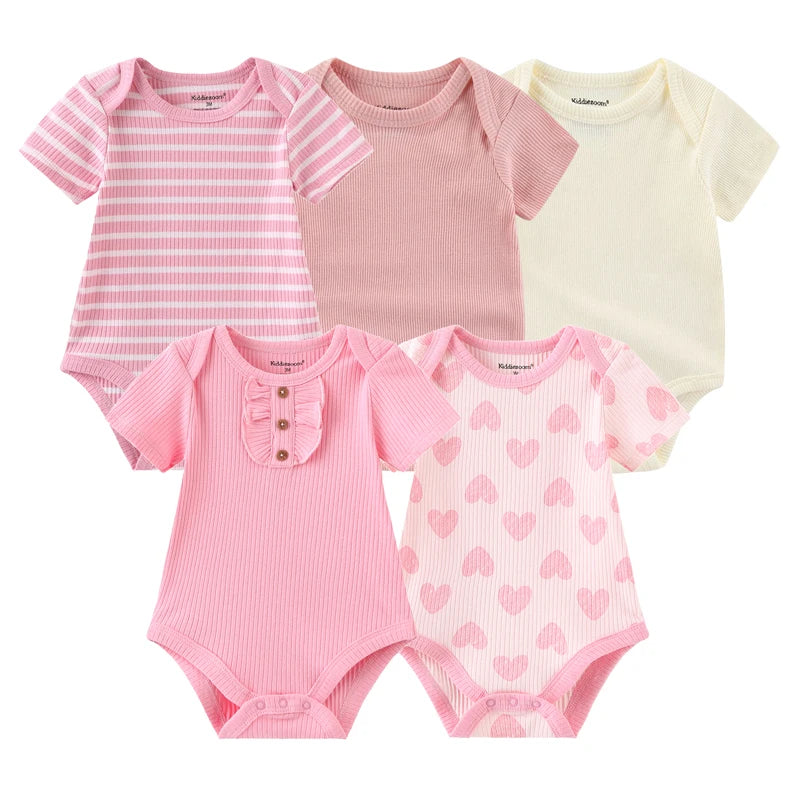 Four Seasons Unisex Infant Bodysuits Set 3 4 5 Pcs Cartoon Print Newborn Onesies