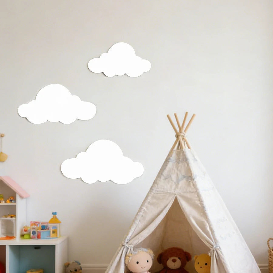 Ins Nordic Wooden Wall Stickers Wooden White Cloud Sticker Kids Room Decoration Home Crafts Nursery Decor Wall Ornament