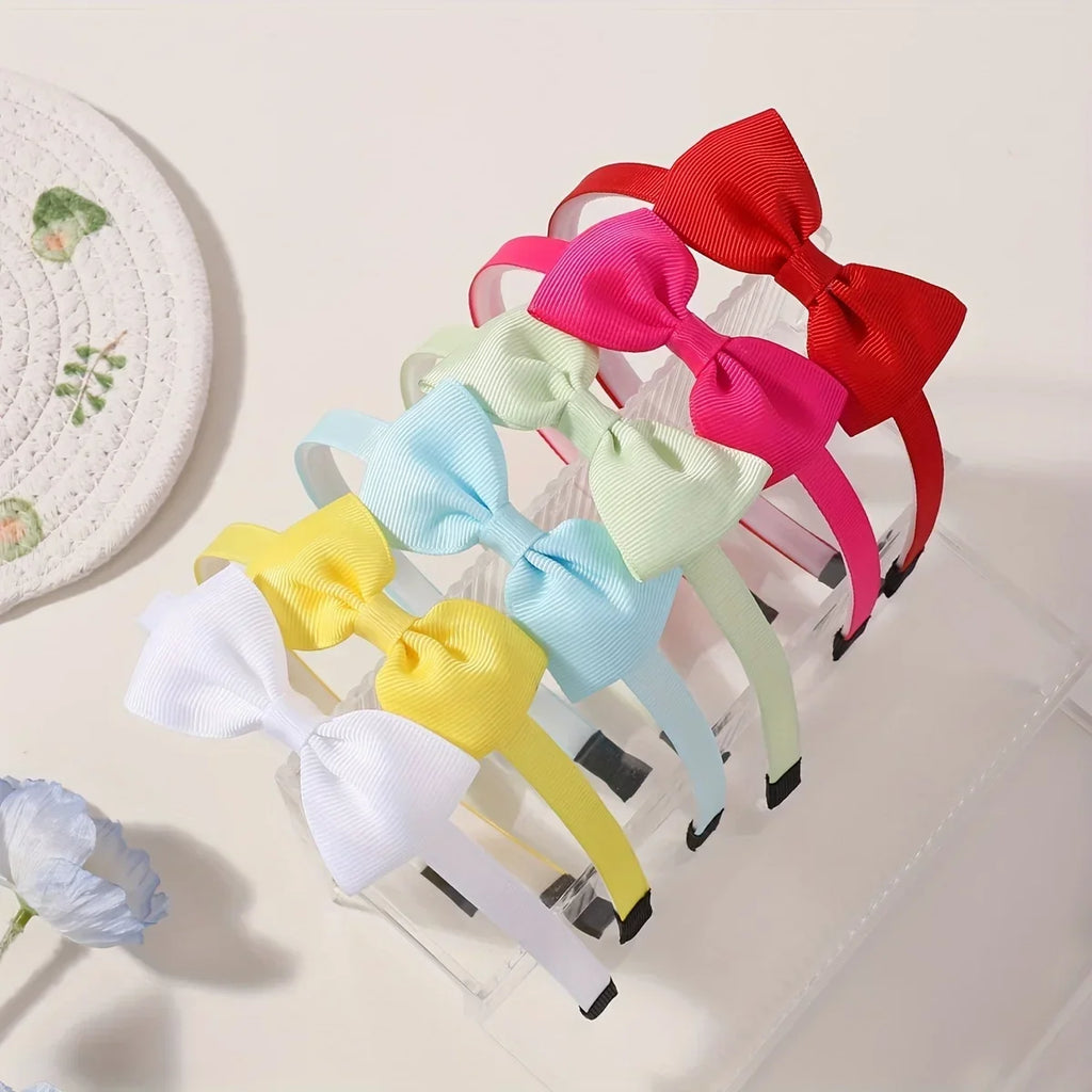 6pcs Solid Color Handmade Headband Ribbons Hair Bows for Girls Cute Children Kids Baby Hair Accessories Gifts