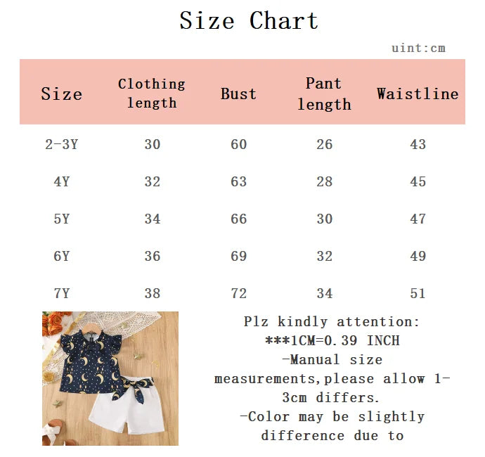 3Pcs Ramadan Girls' Set Small Stand Collar Moon Printed Top+Pants+Belt Set Suitable for 2-7-year-old Child Girls' Festival Set