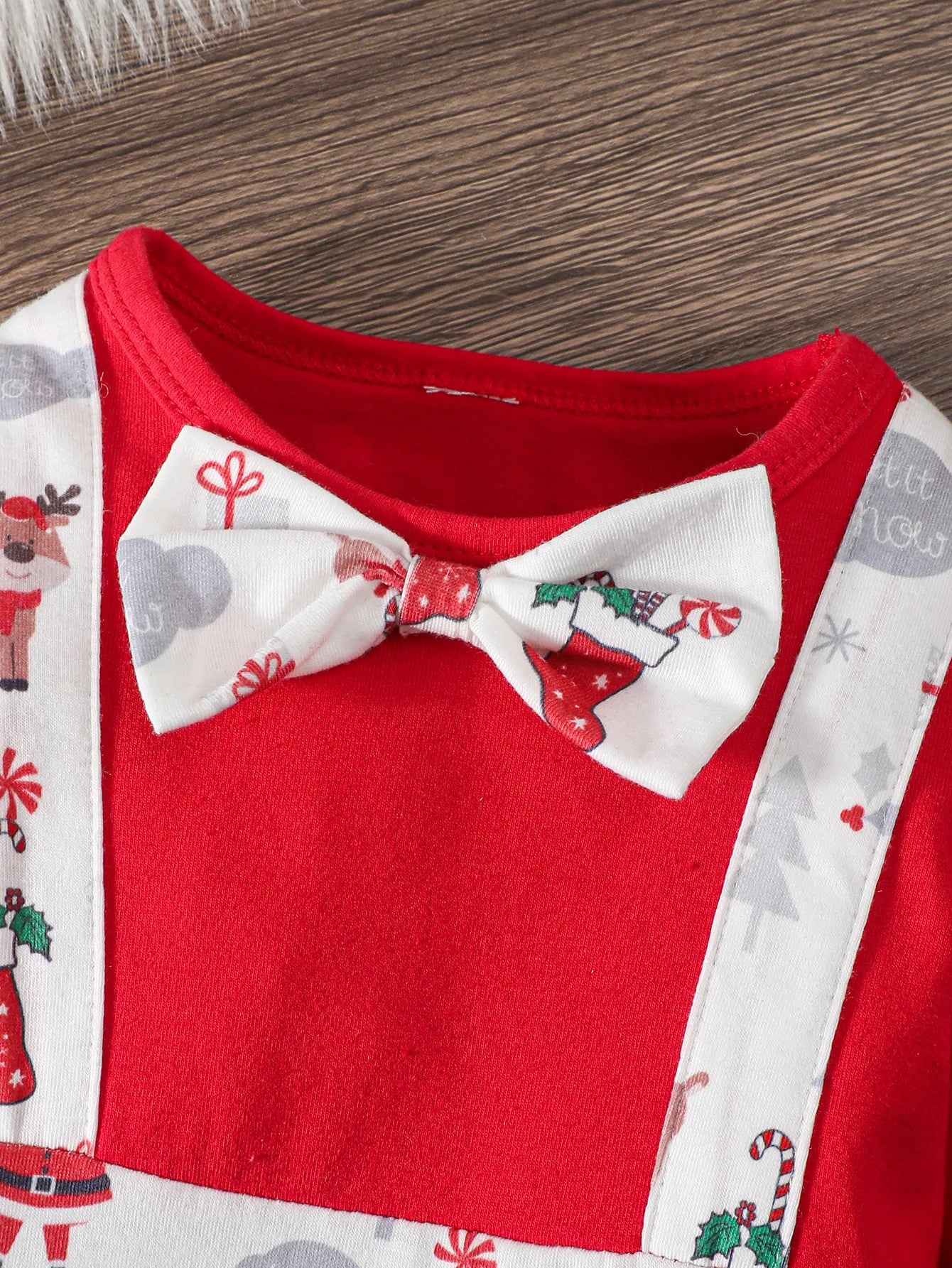Newborn Baby Boy Christmas Costume Santa Claus Bow Jumpsuit+Hat 0-24 Months Baby Boy Festival Party Little Gentleman Jumpsuit
