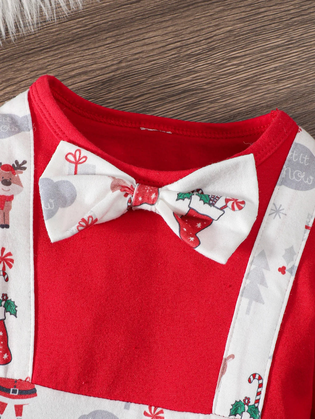 Baby Clothing Santa Claus Bow Bodysuit+Hat 2pc/Set 0-24 Month old Male Baby Christmas clothing Baby gentleman's clothing