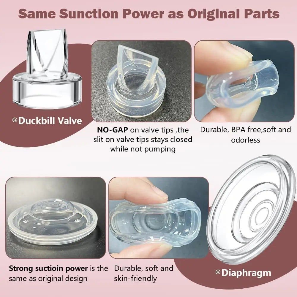Silicone Duckbill Valve and Diaphragm,Compatible with S12/S9/S13/S15 Wearable Breast Pump Accessories, Replacement Spare Parts