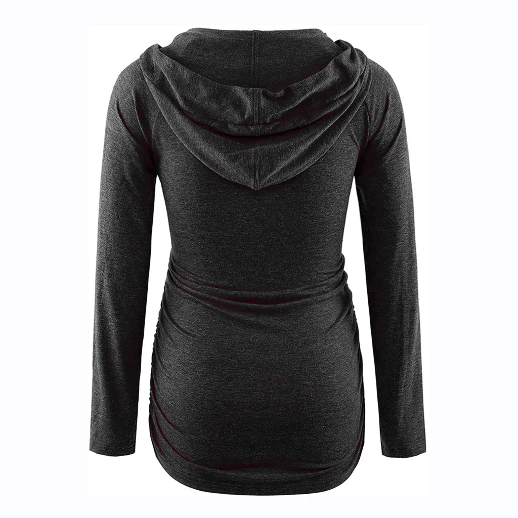 Women Maternity Hoodies Striped Print Long Sleeve V-neck Hoodie Sweatshirts Top Mom Pregnant Nursing Autumn And Winter Clothes