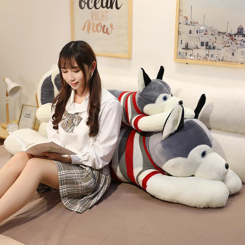 Hot New Huggable Giant Dog Plush Toy Soft Stuffed Husky Long Pillow Cartoon Animal Doll Sleeping Cushion Home Decor Kids Gift