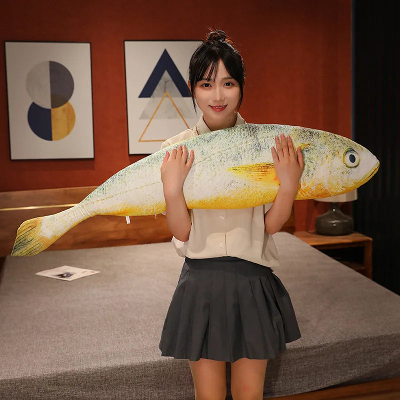 Artificial yellow croaker Plush Pillow Imitation Funny Fish Stuffed Pillow Emulational Home Sofa Plush Decoration Cushion