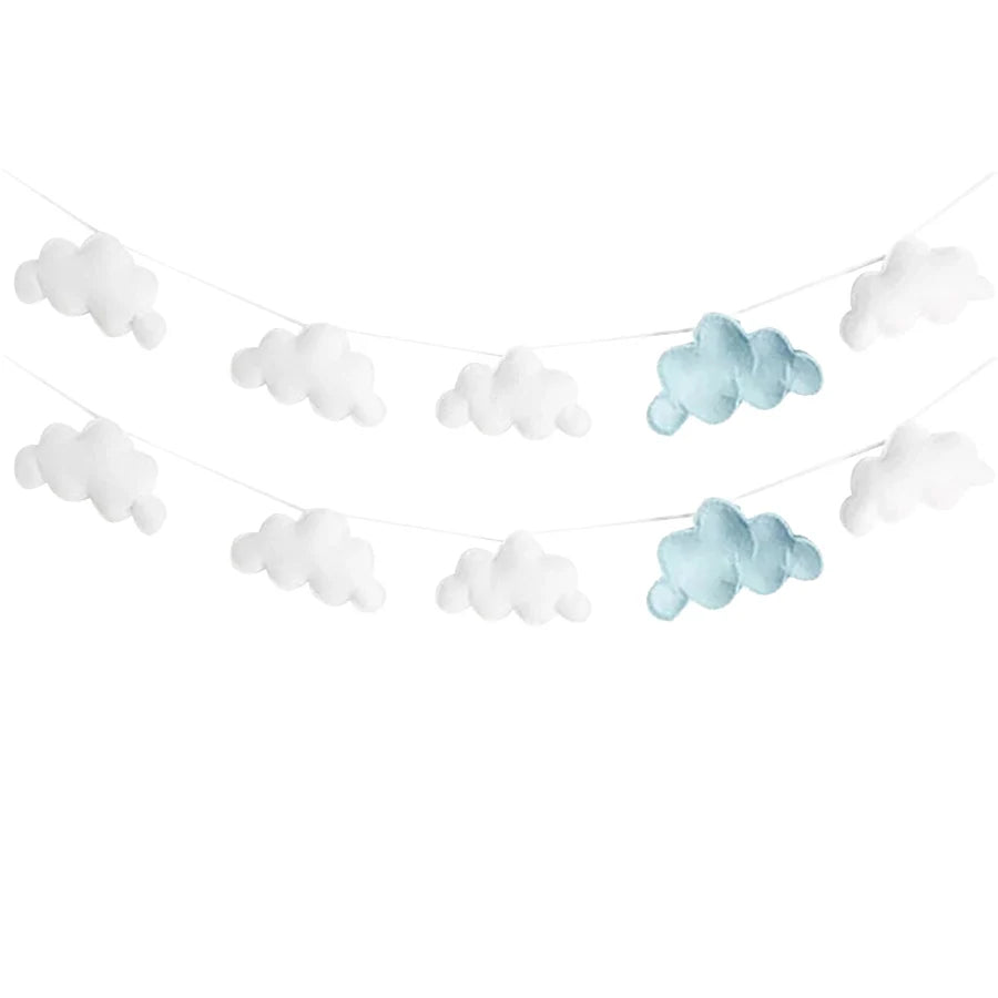 Ins Nordic Felt Cloud String Wall Hanging Decor Set 2 Piece Model Cloud String For Home Decor