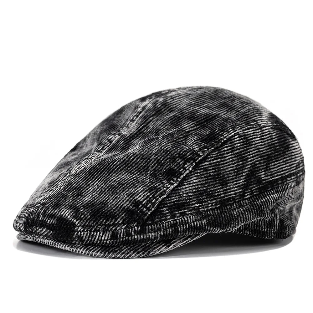 American Retro Tie-Dye Reversible Corduroy Duckbill Cap Womens Fashion Hat With Washed Fabric