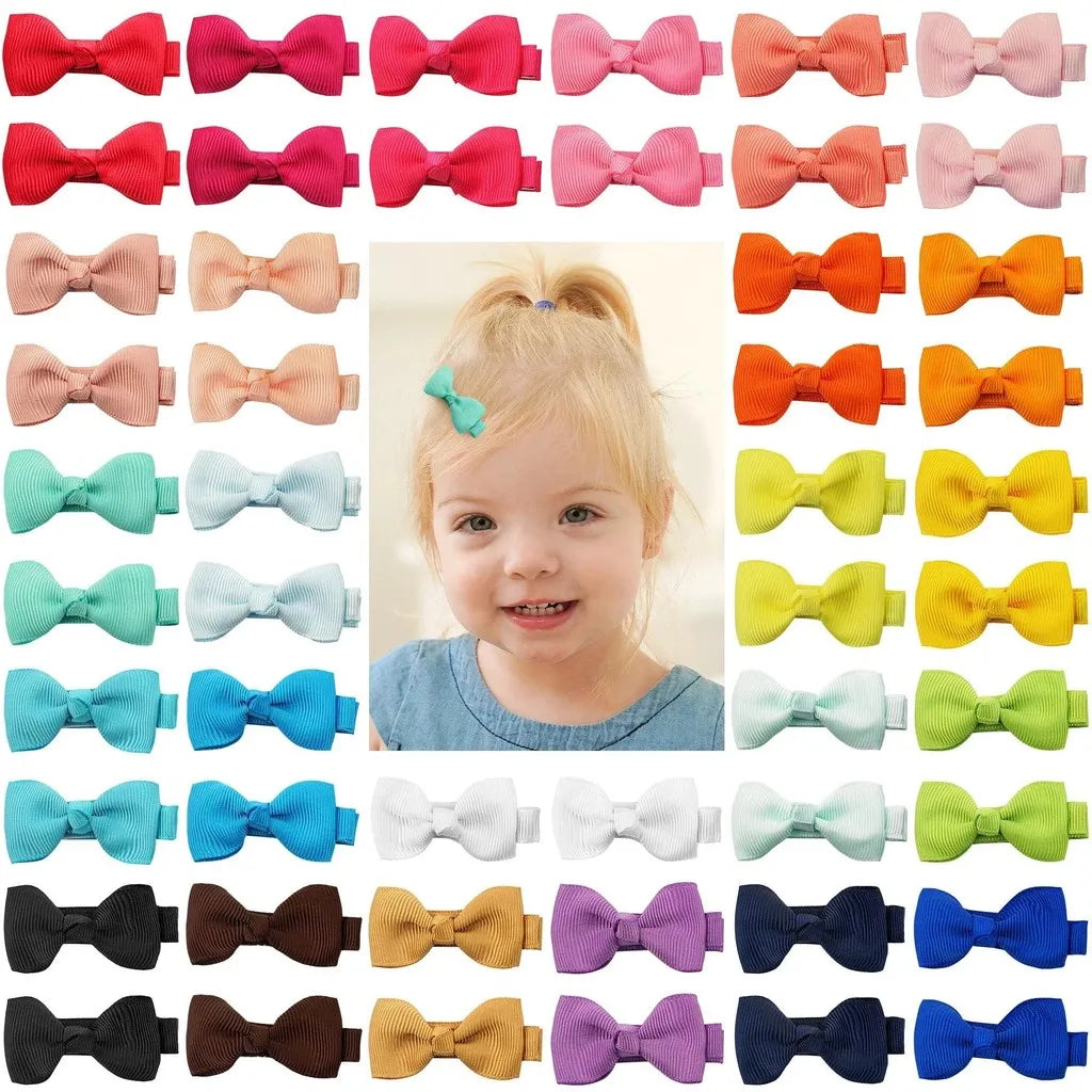 50Pcs 2inch Grosgrain Ribbon Hair Bows Clips for Girls Handmade Bowknot Hairpins Headwear Kids Baby Hair Accessories
