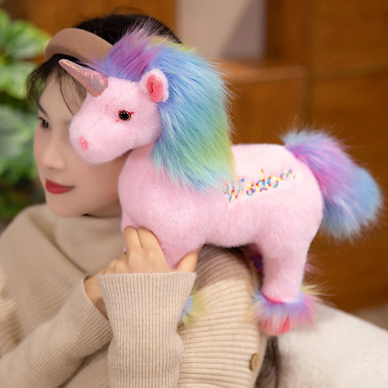 Rainbow Unicorn Plush Doll 32cm Colorful Hair Stuffed Animal For Home Decor And Children's Gift