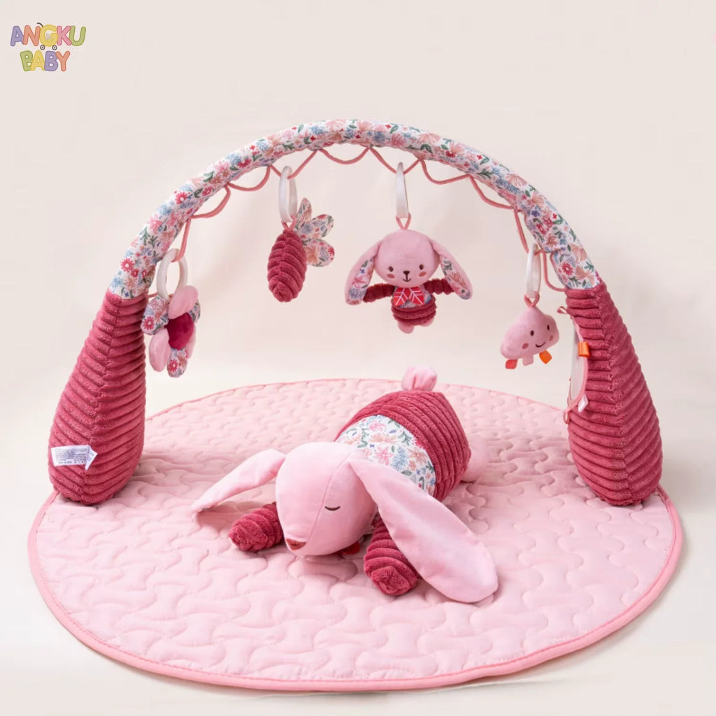 3 in 1 Baby Activity Gym with Plush Rabbit Toy Portable Tummy Time Play Mat Newborn Development Baby Fitness Frame fit 0-36 M