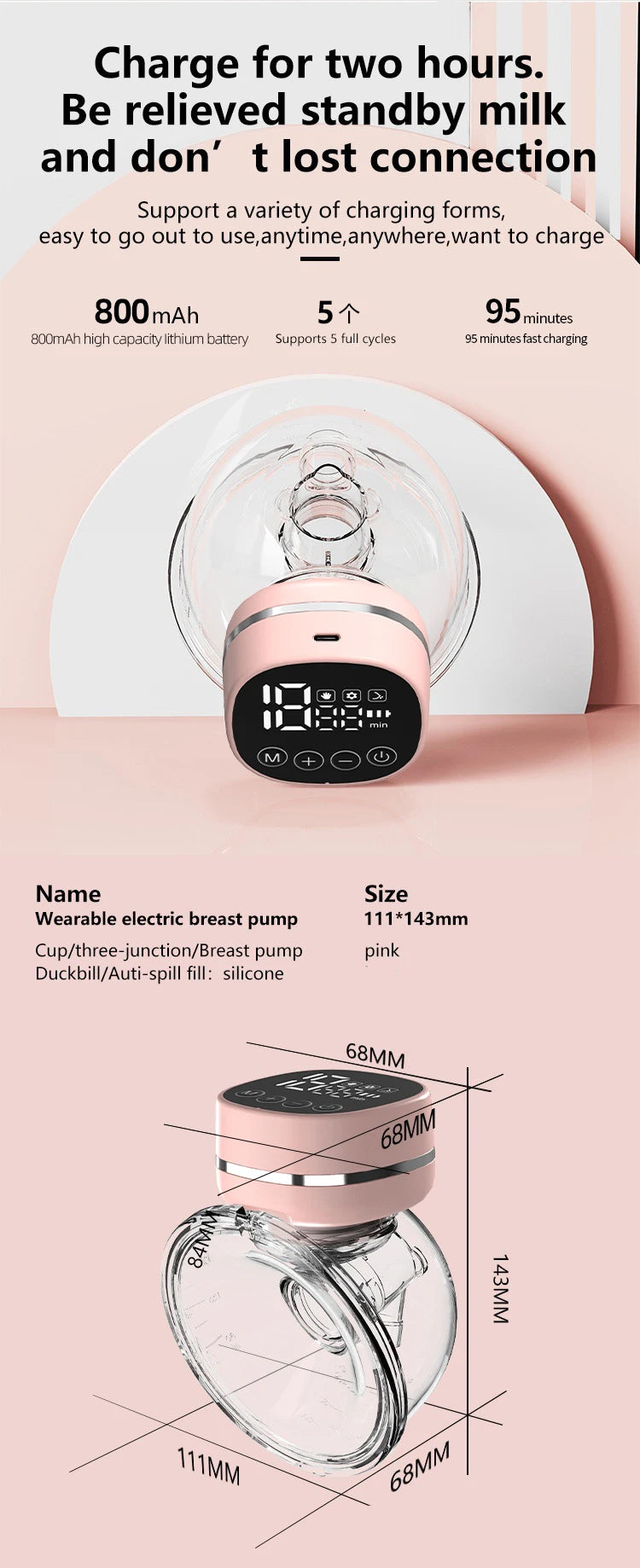 Upgrade Wearable Breastfeeding Pump Wearable Breast Pump Household Electric Breast Pump Handsfree Comfort Milk Collector 5 Modes